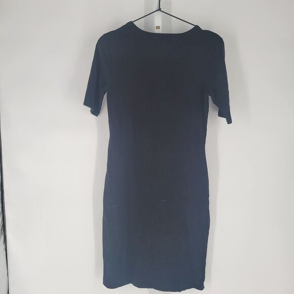 Old Navy Womens Sz S Knee Length Shirt Dress Solid Black Short Sleeve - Picture 4 of 4